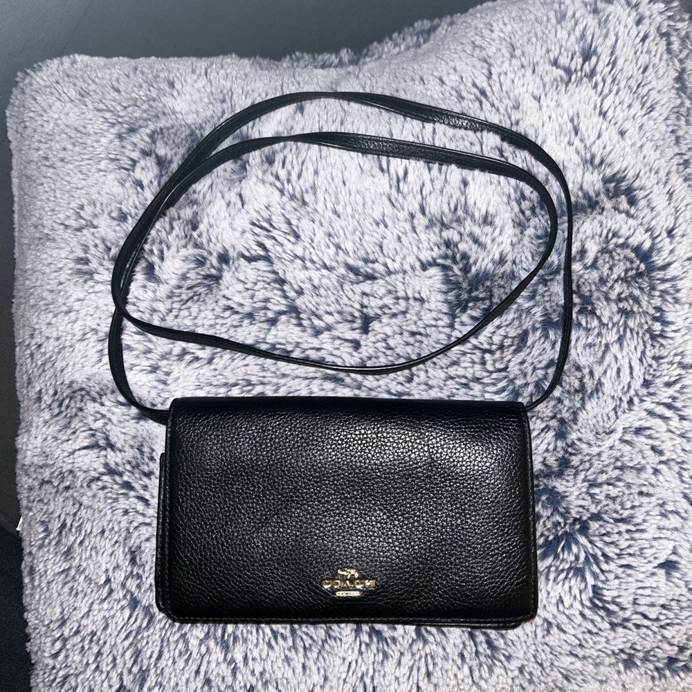 Coach Black Leather Crossbody\Wallet Bag